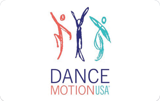 A picture of the dance motion usa logo. With three different scribbled stick figures dancing