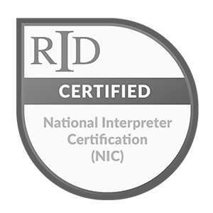 A picture of the RID certification badge for ASL interpreters