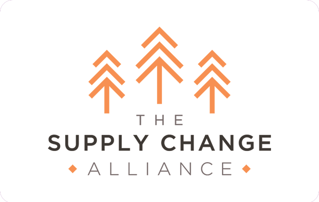 A picture of the supply change alliance logo that looks like three trees that look like up arrows