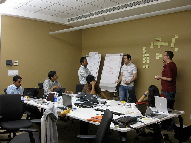 Group of people working on a website localization project