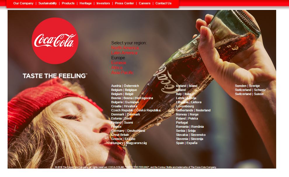 Coca Cola Global Page