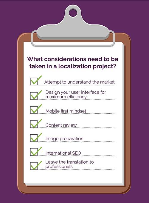 Localization Checklist. What considerations need to be taken in a localization project?