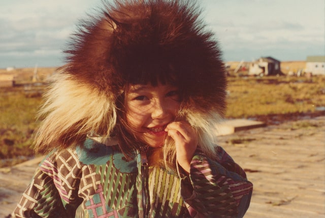 Inuit child with furry hat