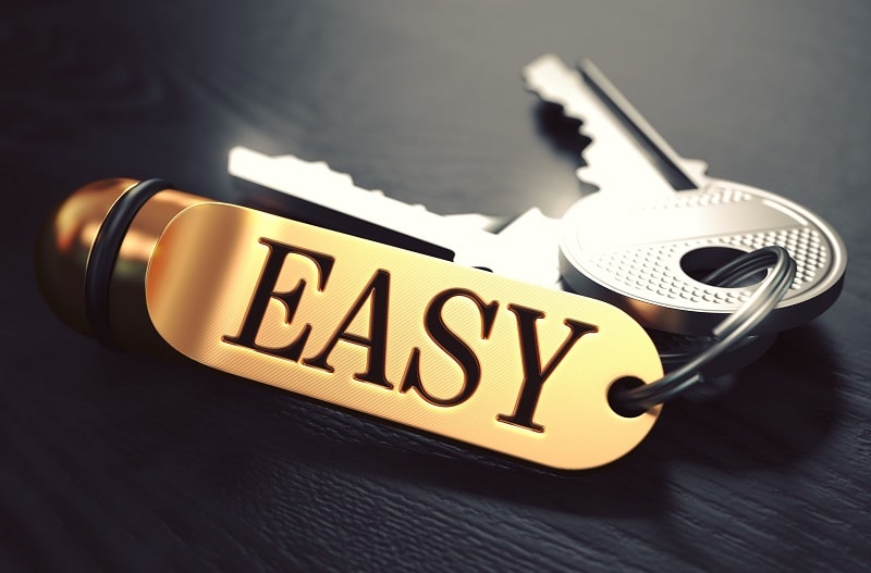 Keys with chain that says EASY