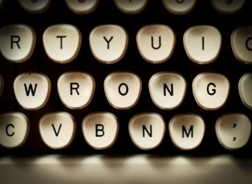 Typewriter keys with 'wrong' spelled out