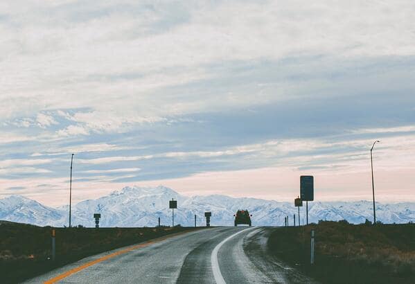 Utah highway overlooking mountains