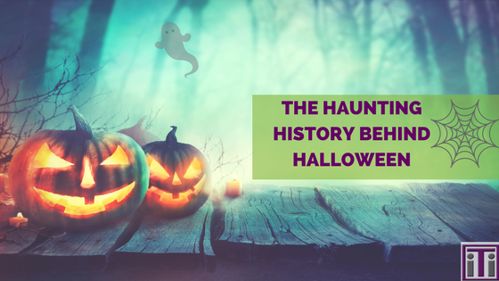 jack o lanterns and ghosts in the forest. history behind halloween