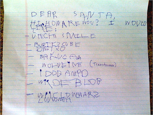 Childs letter to santa