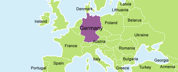 A picture of a map of Germany highlighted in purple.