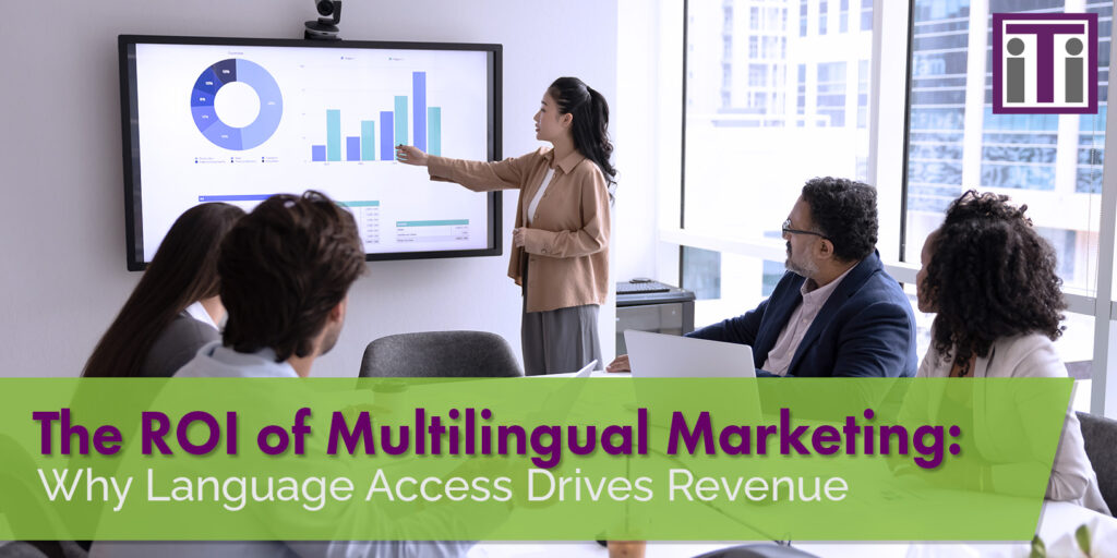 A picture of a woman presenting graphs and charts to a boardroom of four people.